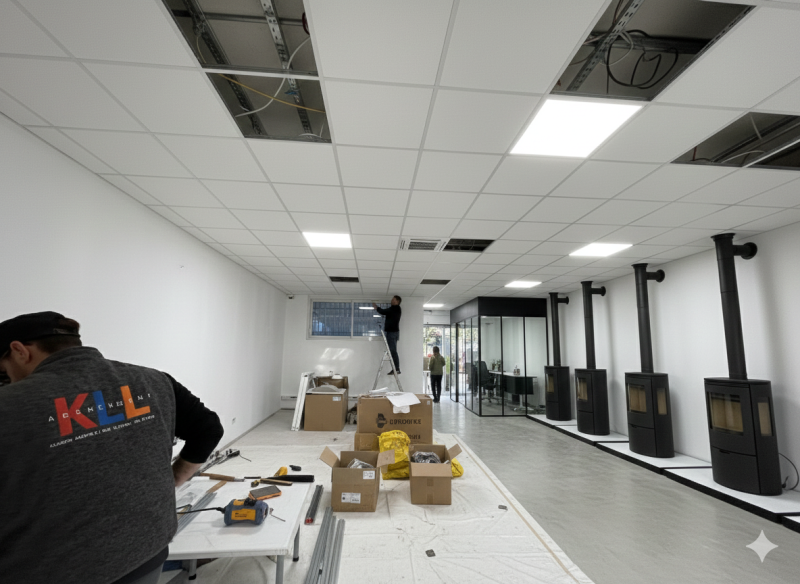 Comment chiffrer un faux plafond suspendu avec ossature métallique et panneaux acoustiques dans salle de réunion de 90 m² à Gardanne ?